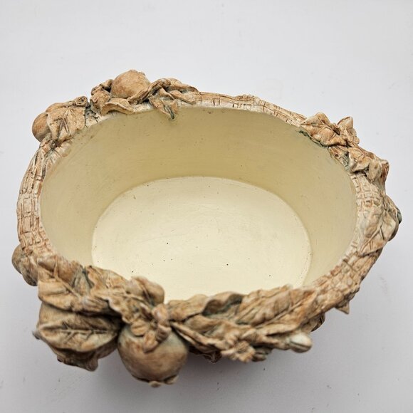 Rustic Sculpted Fruit & Leaf Decorative Bowl – Tuscan Style Planter - Picture 5 of 6